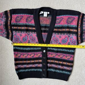 Cozy Pink and Black Patterned Cardigan